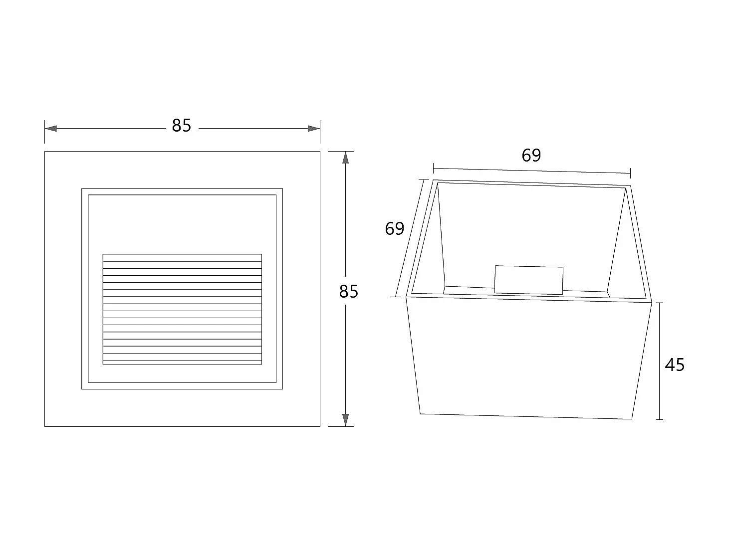 Balise LED Extérieure 3W Encastrable au Mur Carée Olite Noire 4000K Blanc neutre