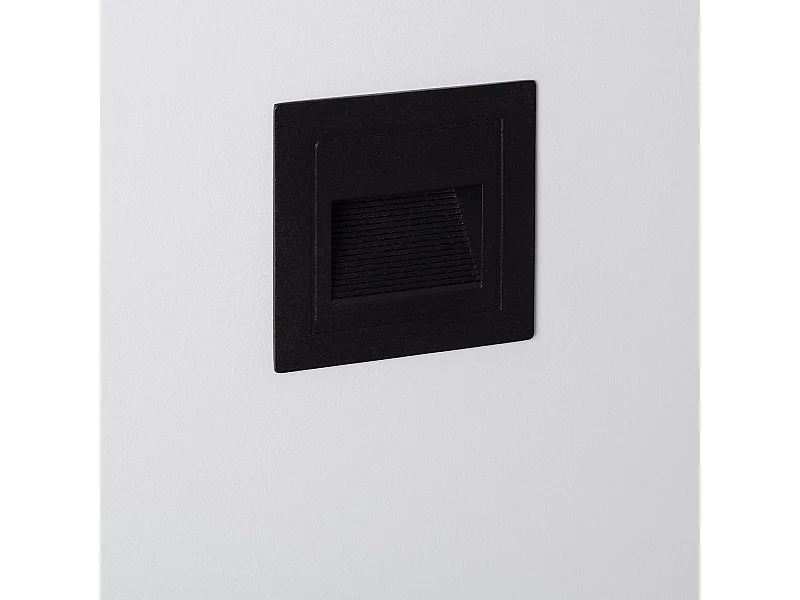 Balise LED Extérieure 3W Encastrable au Mur Carée Olite Noire 4000K Blanc neutre
