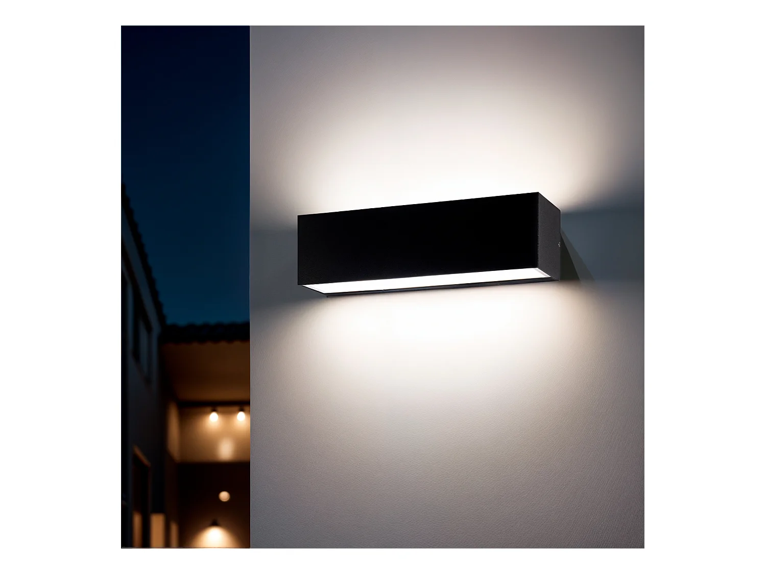 Applique da Parete per Esterno LED 10W Doppia Luce Rettangolare Nero Lena 2700K Bianco Caldo