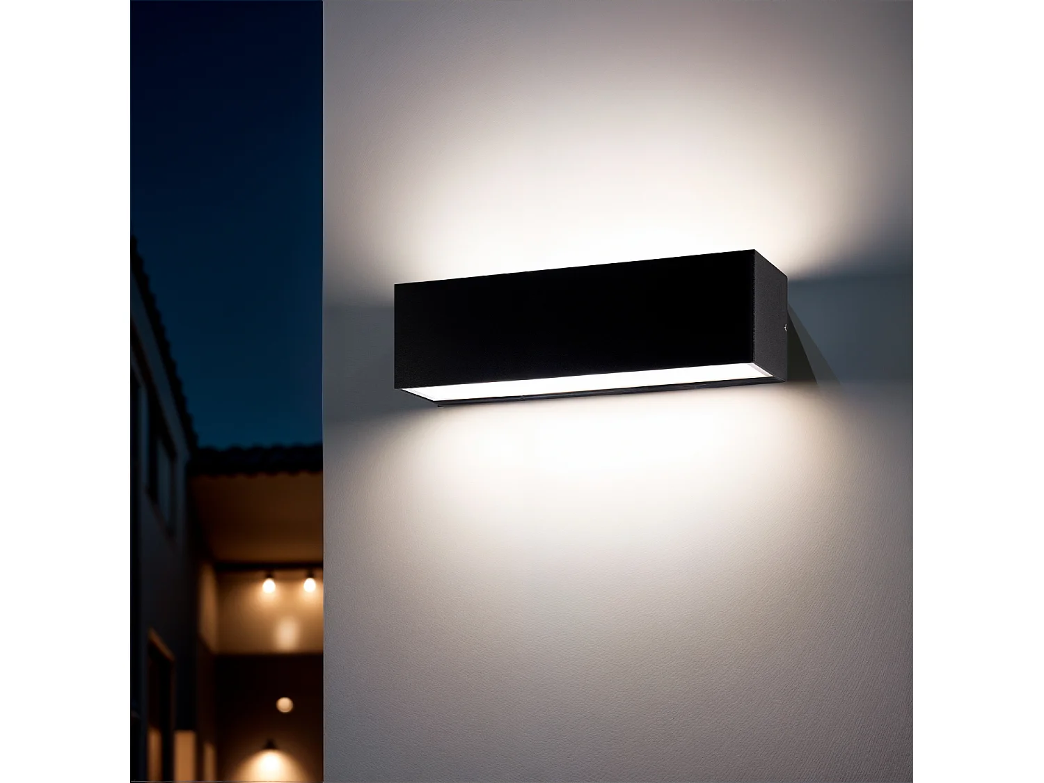 Applique Murale LED Extérieure Lena 10W Éclairage Double Face Rectangulaire Noire 2700K Blanc chaud
