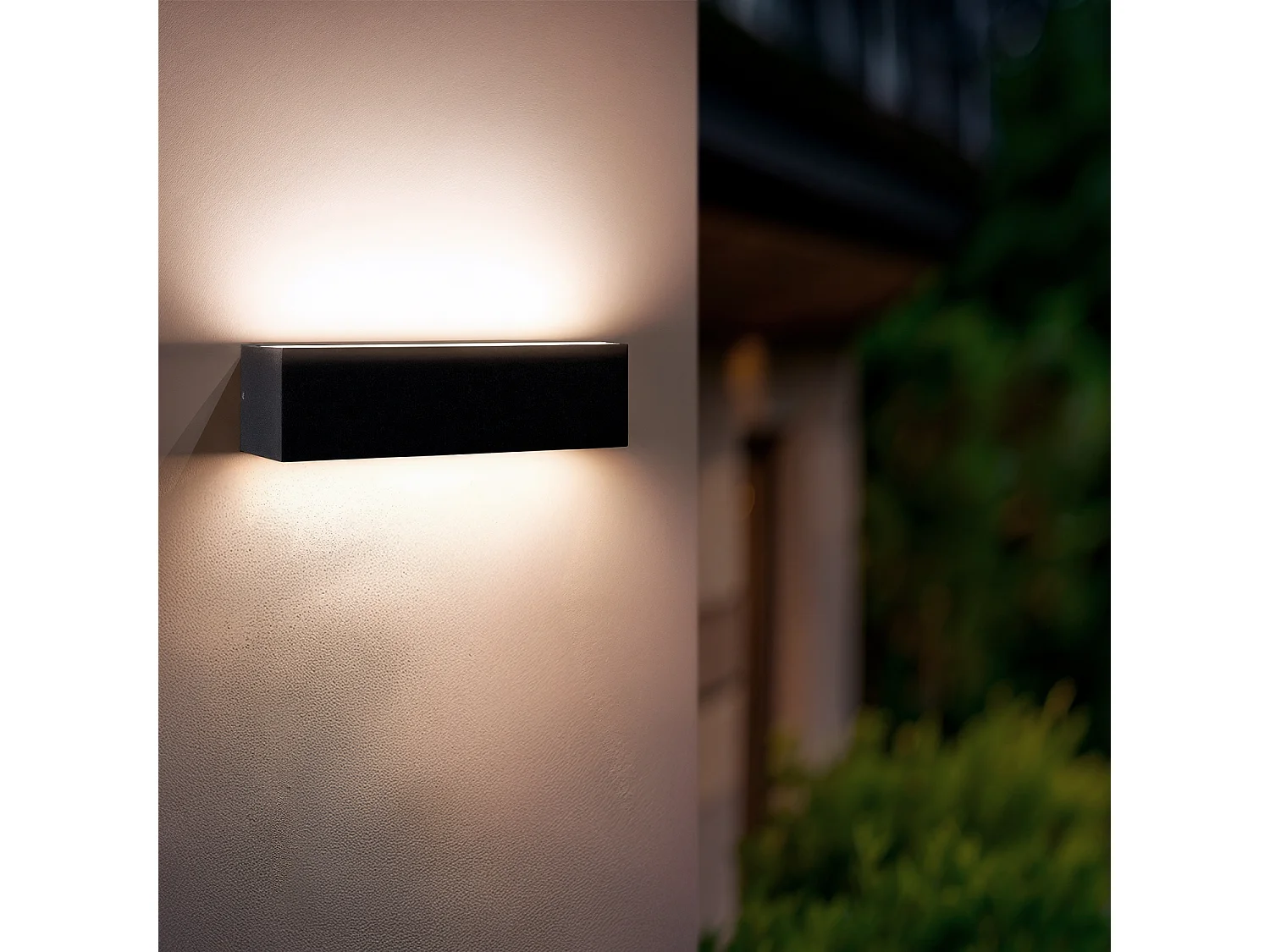 Applique Murale LED Extérieure Lena 10W Éclairage Double Face Rectangulaire Noire 2700K Blanc chaud