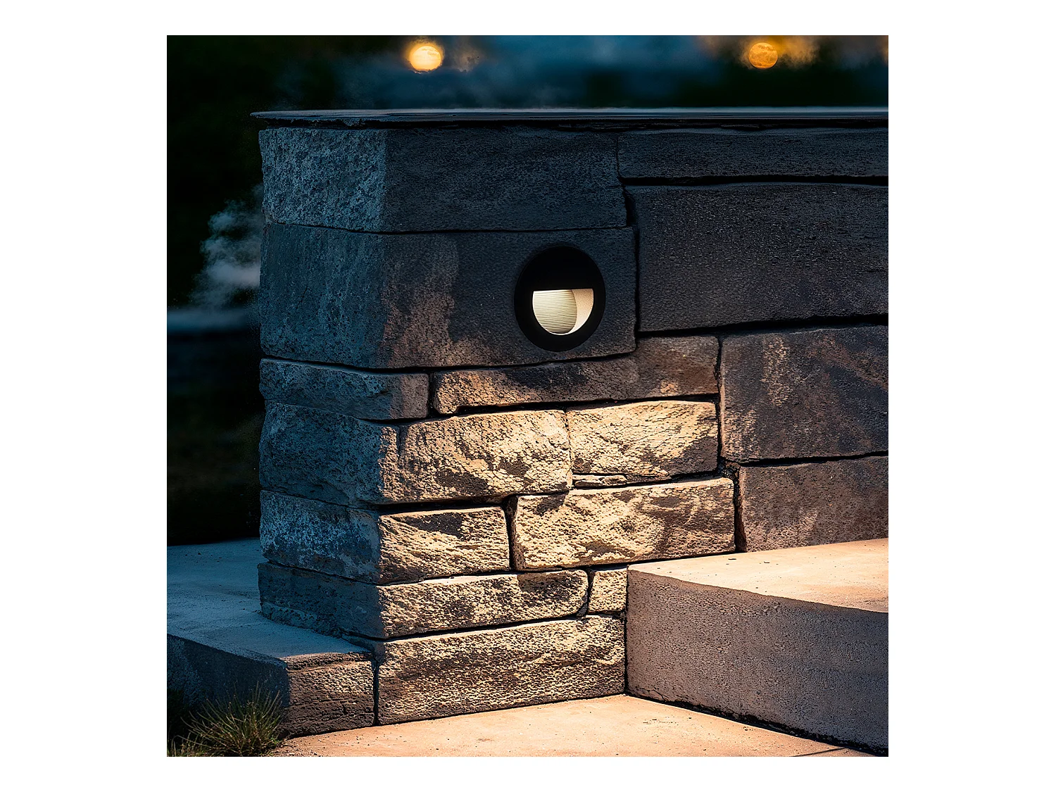 Balise LED Extérieure 3W Encastrable au Mur Ronde Olite Noire 4000K Blanc neutre