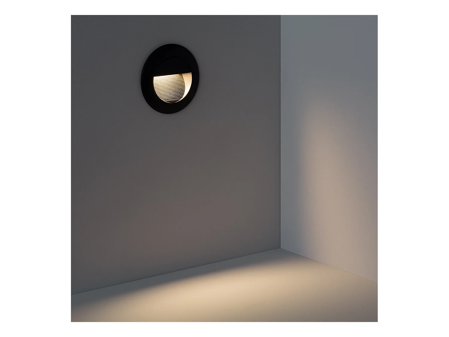 Balise LED Extérieure 3W Encastrable au Mur Ronde Olite Noire 4000K Blanc neutre