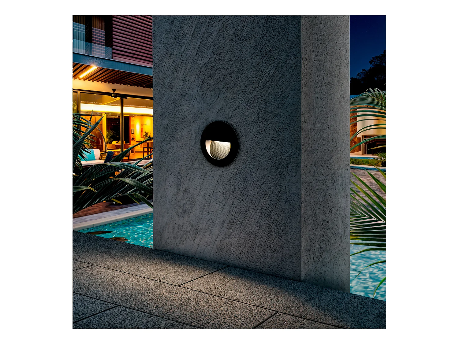 Balise LED Extérieure 3W Encastrable au Mur Ronde Olite Noire 4000K Blanc neutre