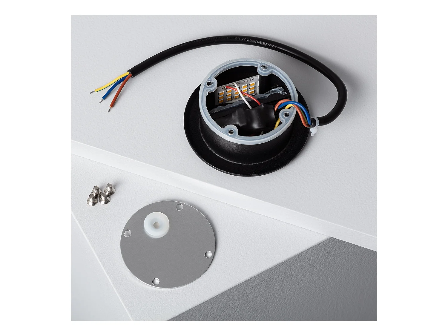 Balise LED Extérieure 3W Encastrable au Mur Ronde Olite Noire 4000K Blanc neutre