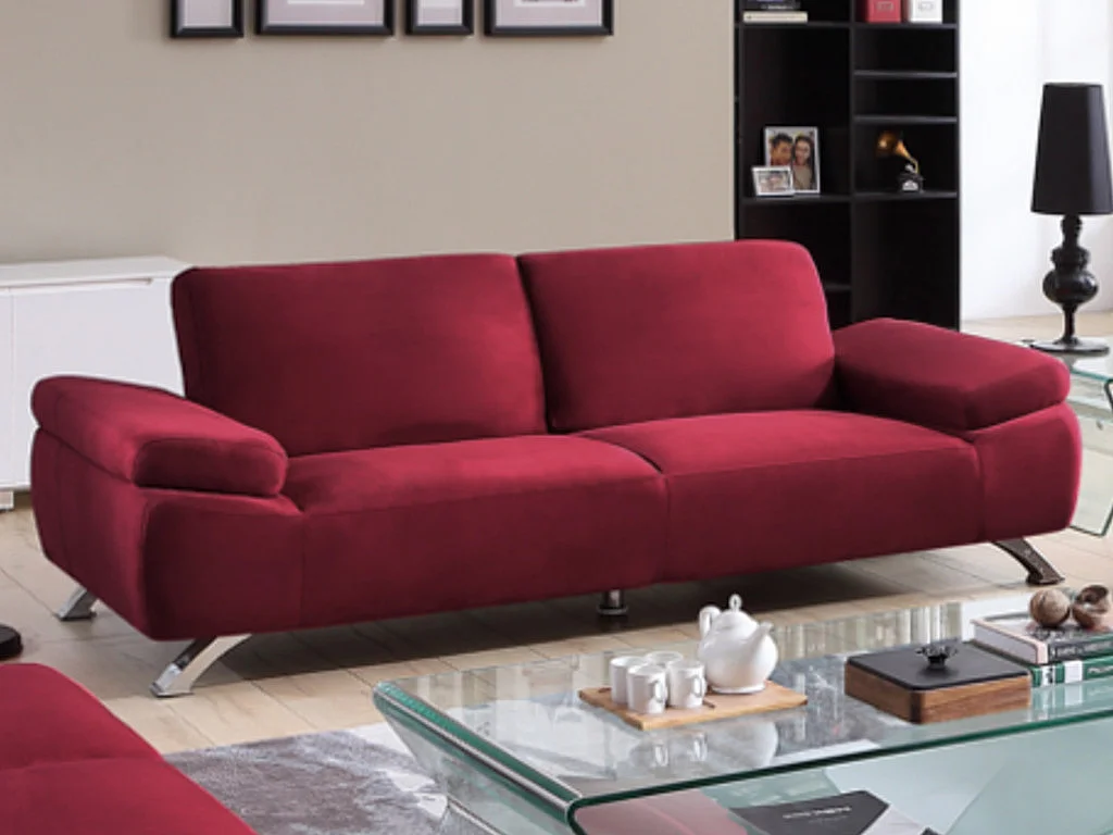 Divano 3 posti in microfibra Rosso - POLKA