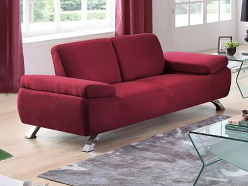 Canapé 2 places en microfibre POLKA - Rouge