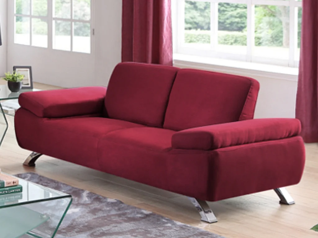 Divano 2 posti in microfibra Rosso - POLKA