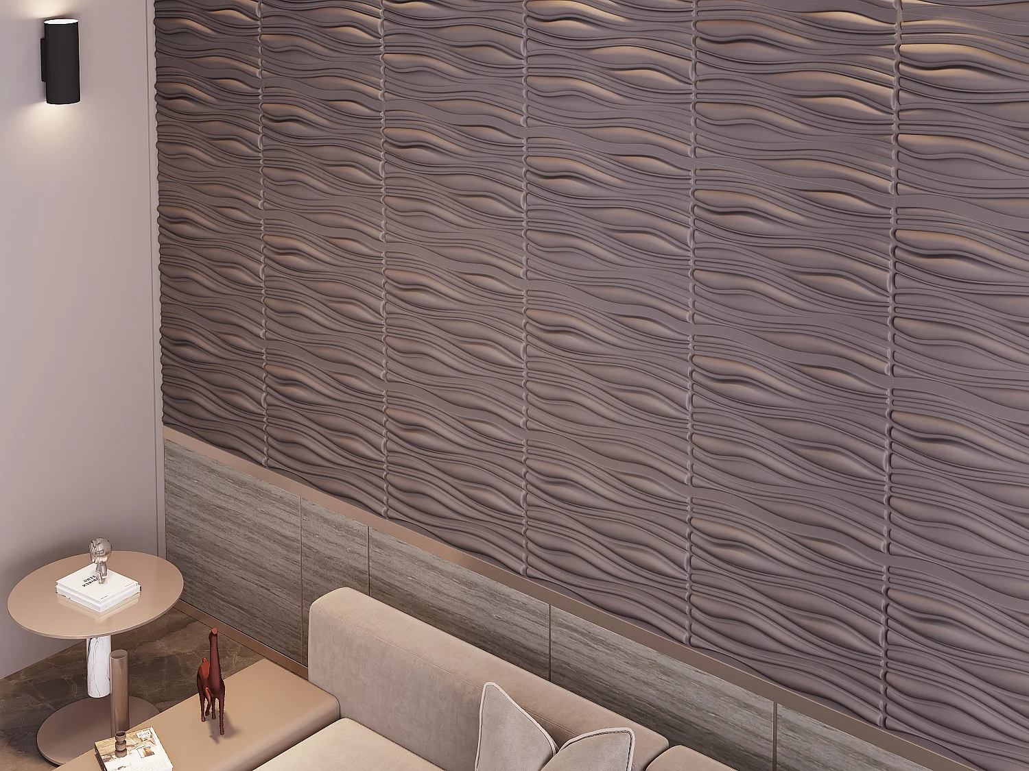 Panel ścienny 3D ONDIA do samodzielnego malowania - opakowanie 3 m² - 6 części