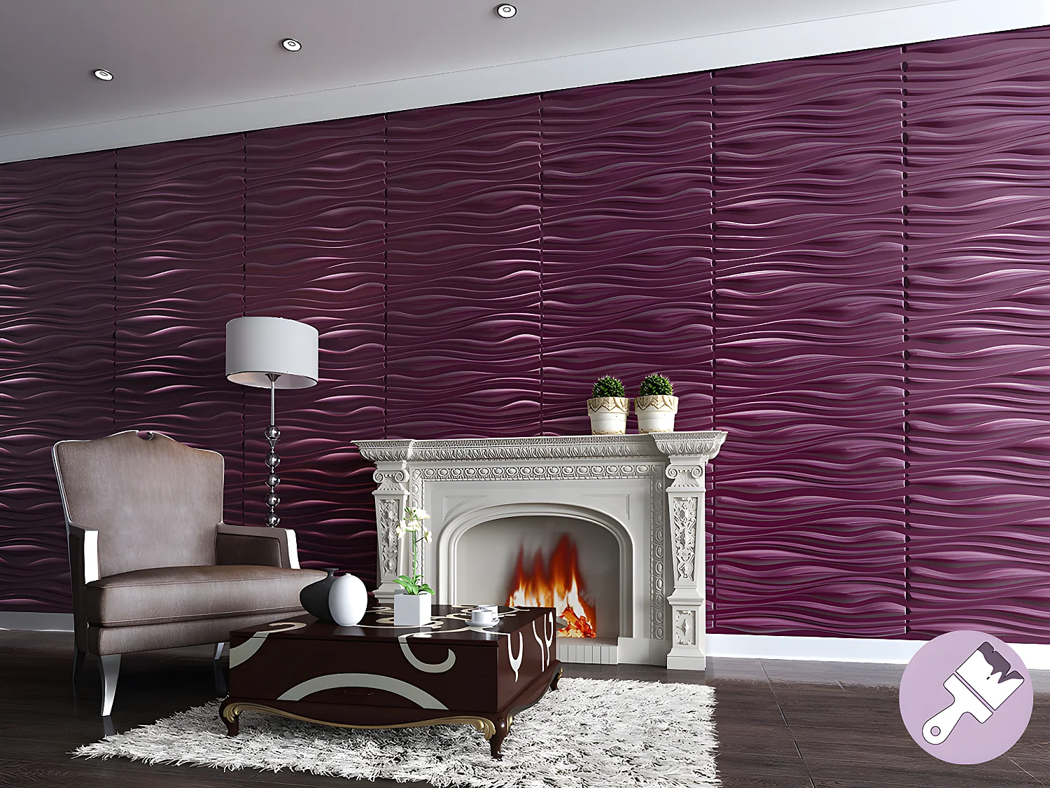 Panneau mural 3D à peindre - pack de 3m² - lot de 6 pièces - ONDIA