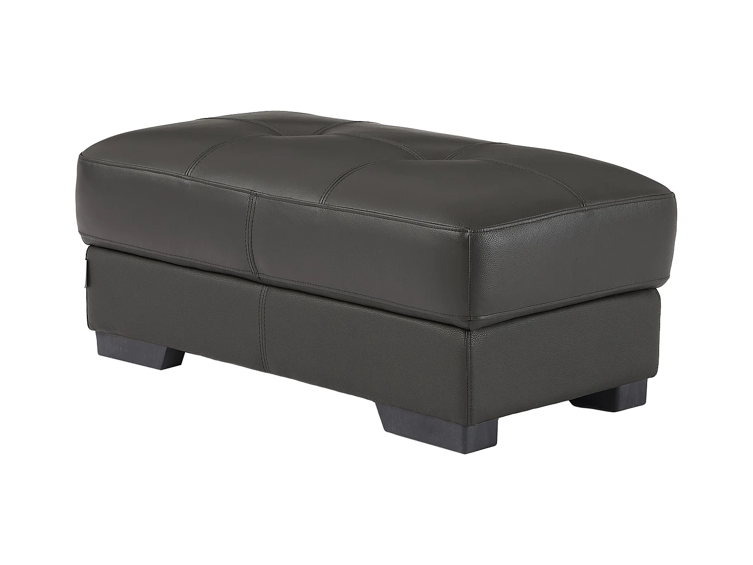 Kanapa narożna i puf ze skóry METROPOLITAN II - Czarny - Narożnik prawostronny