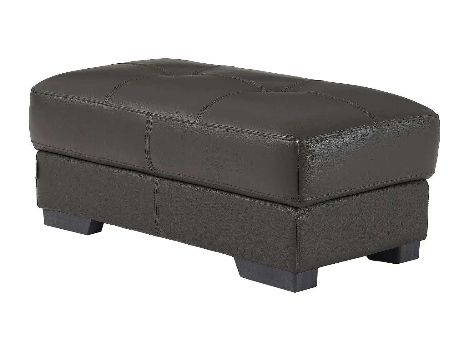 Canapé d'angle et pouf en cuir METROPOLITAN II - Noir - Angle droit