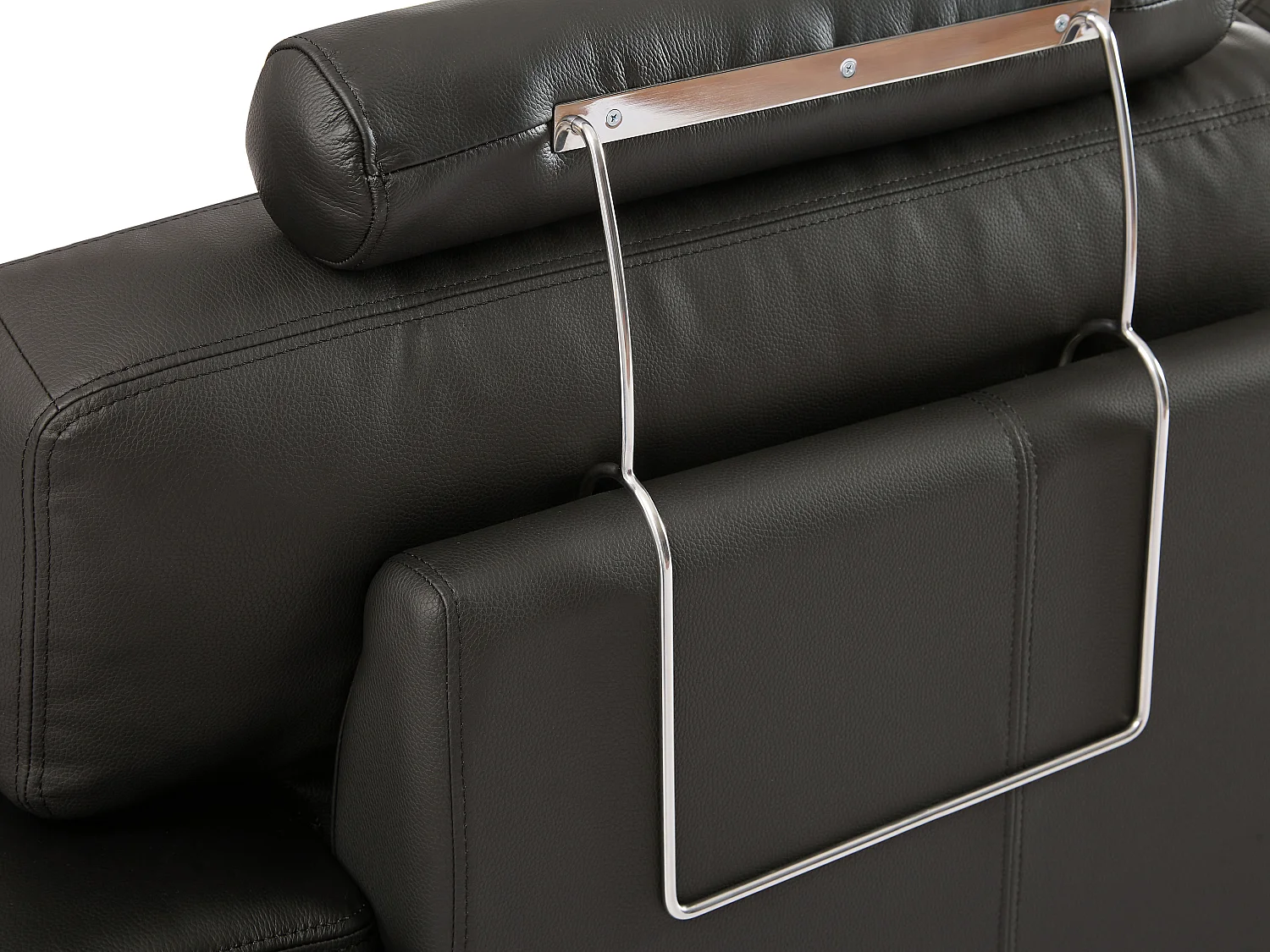 Divano angolare e pouf in pelle Nero - Angolo a sinistra - METROPOLITAN II