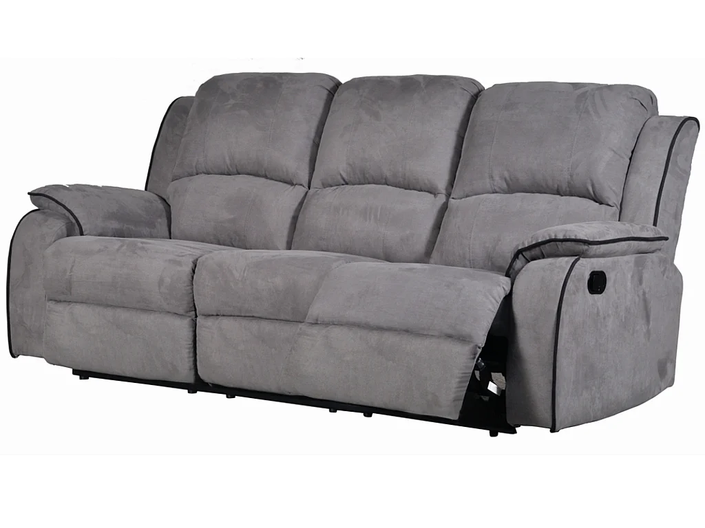 Relaxsofa 3-Sitzer - Microfaser - Grau - HERNANI