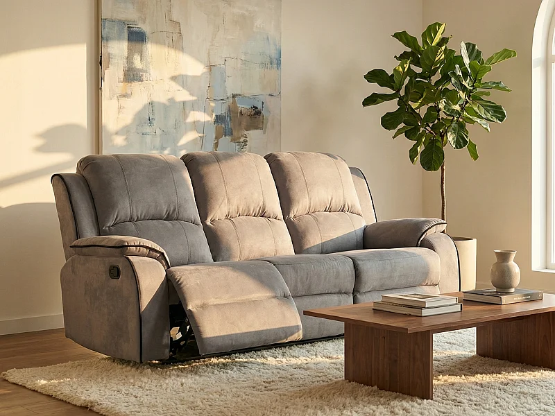 Canapé 3 places relax en microfibre HERNANI - Gris