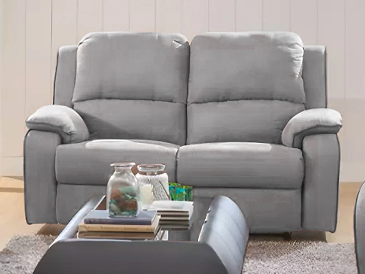 Canapé 2 places relax en microfibre HERNANI - Gris