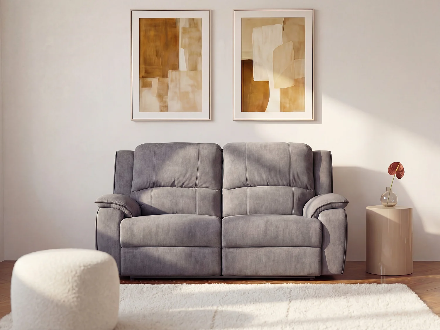 2-seters relax sofa i mikrofiber HERNANI - Grå