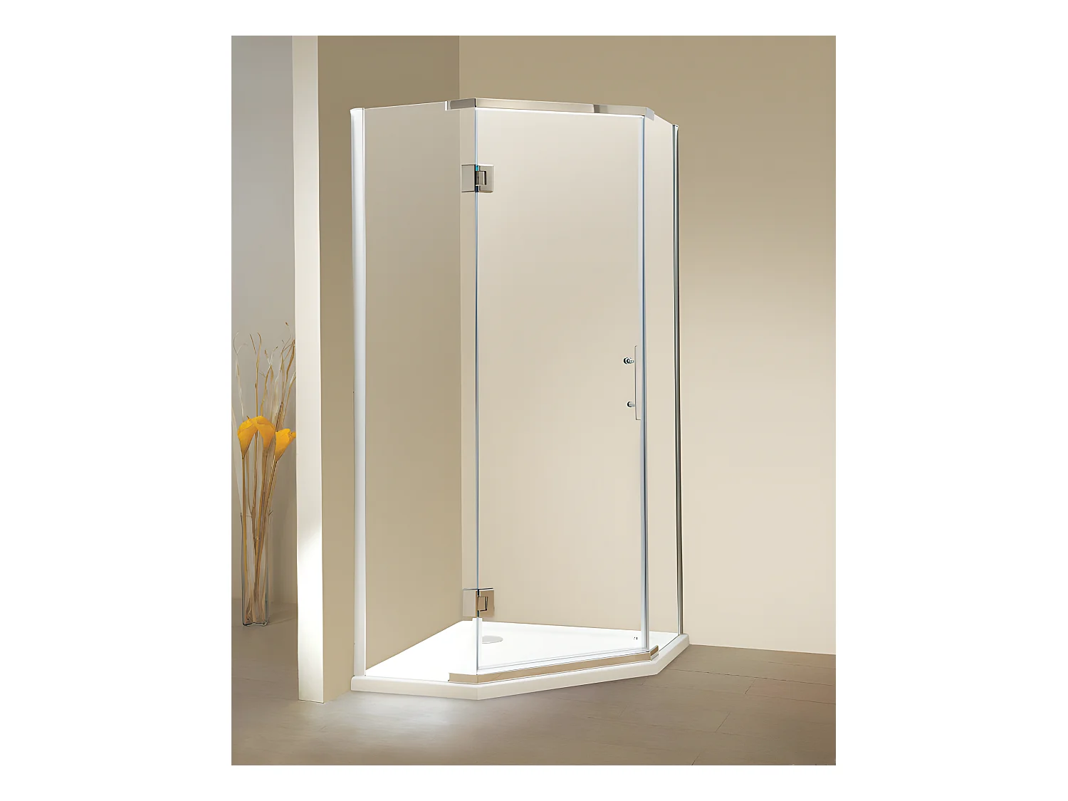 Paroi de douche d'angle porte battante - receveur inclus - ARDIA - 90x185 cm