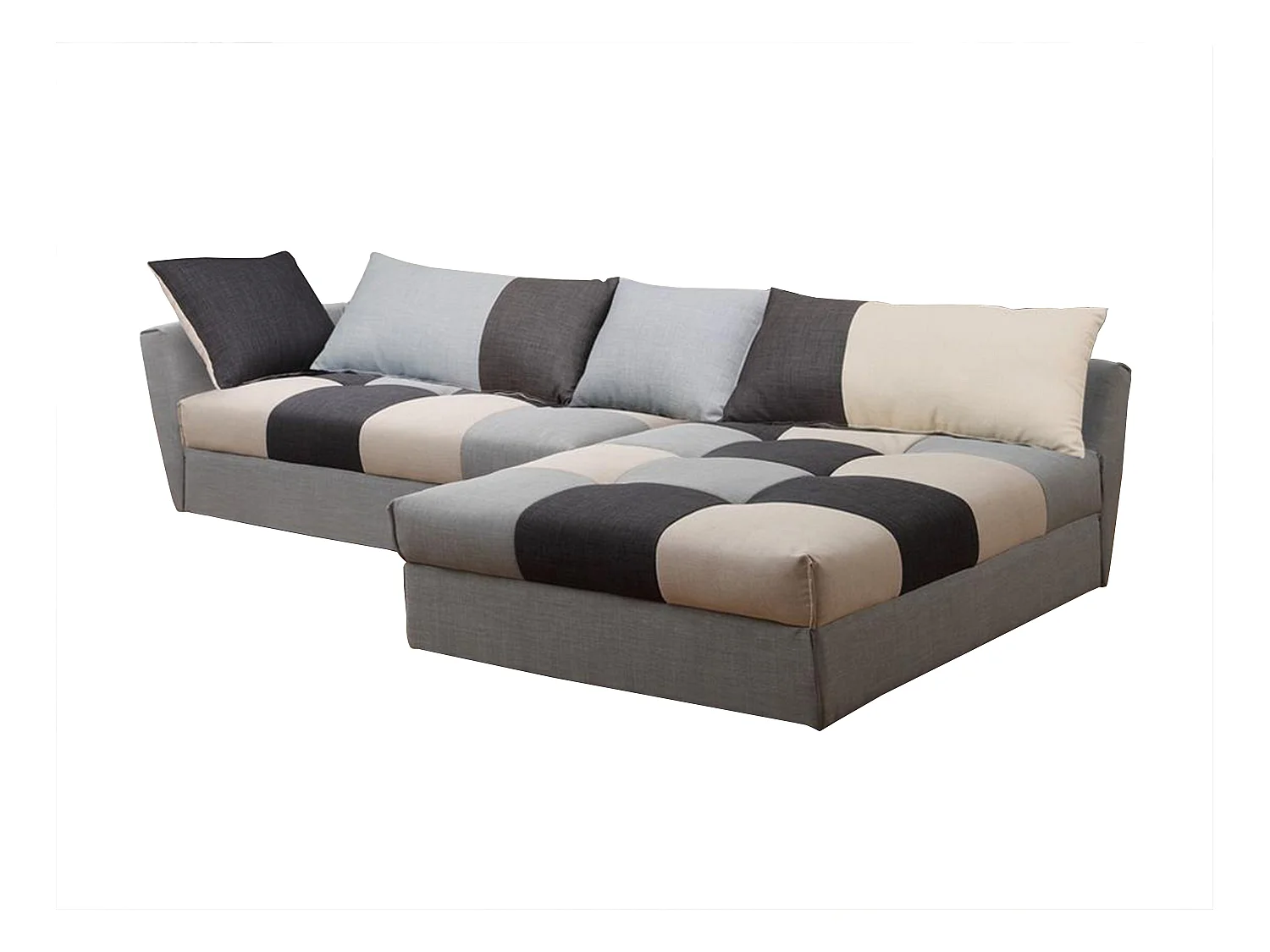 Ecksofa mit Schlaffunktion - Stoff - Grau - Ecke Rechts - ROMANE