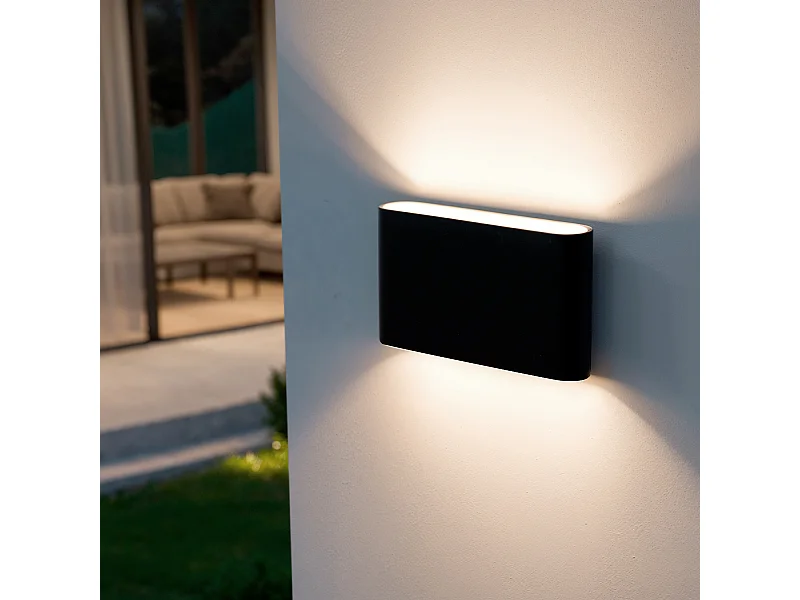 Applique Murale LED Extérieure Einar 12W Éclairage Double Face Rectangulaire Noire 2700K Blanc chaud