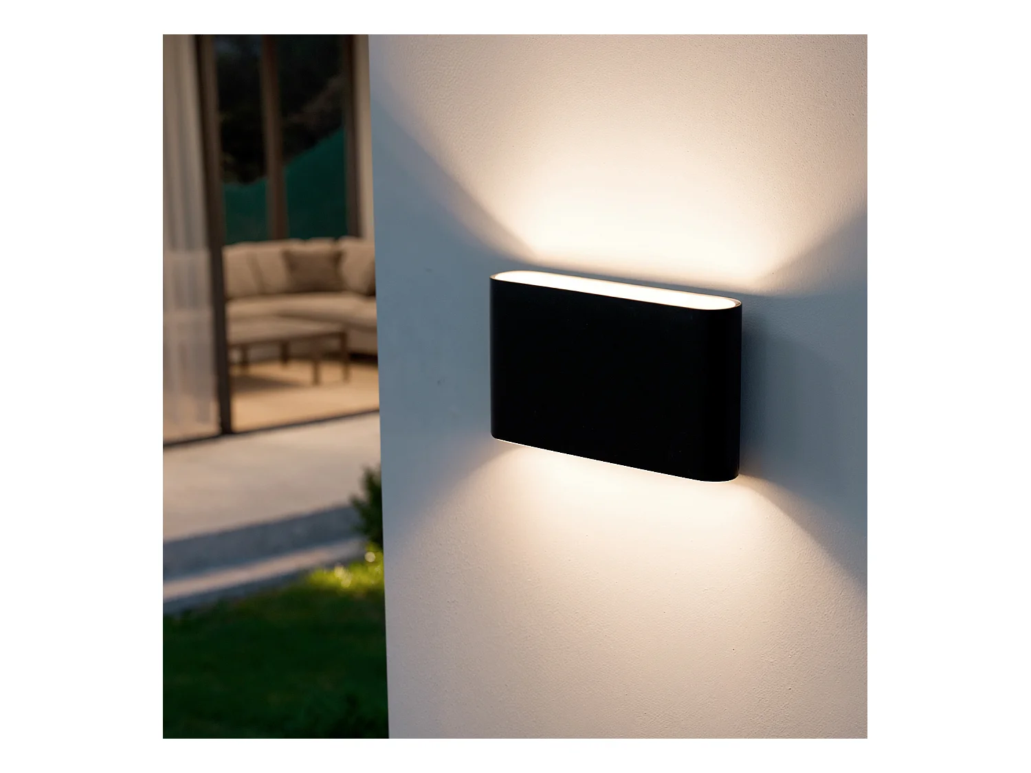 Applique da Parete per Esterno LED 10W Doppia Luce Rettangolare Nero Einar 4000K Bianco Naturale