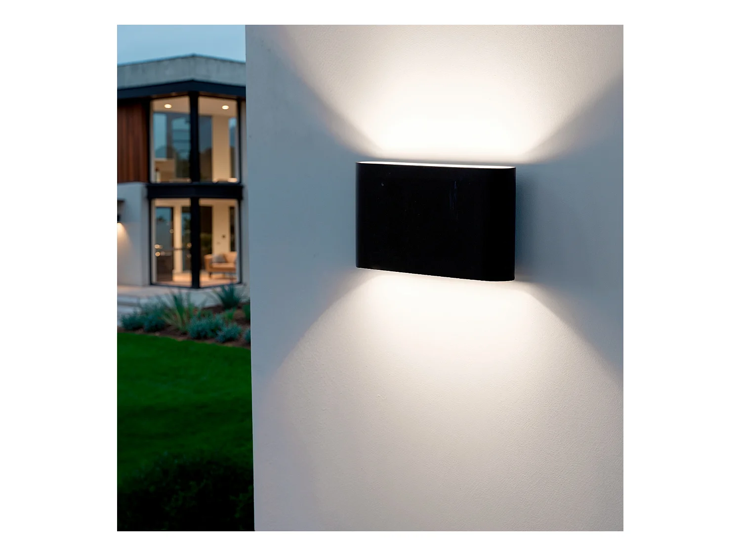 Applique da Parete per Esterno LED 10W Doppia Luce Rettangolare Nero Einar 4000K Bianco Naturale
