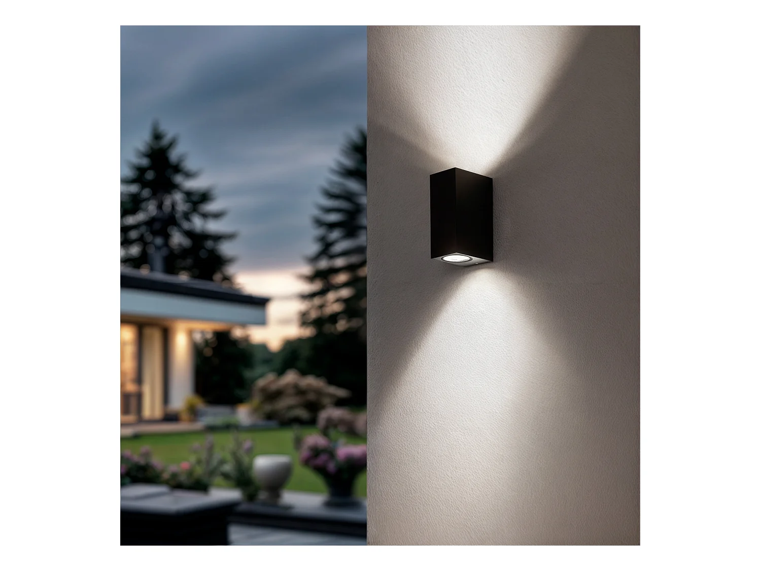 Applique da Parete per Esterni Alluminio Illuminazione Doppia Luce Miseno Grigio Scuro