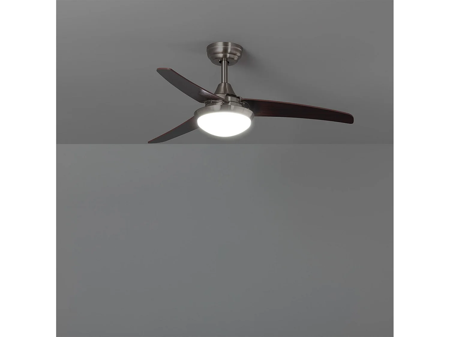 Ventilateur de Plafond Silencieux Neil Bois 107cm Moteur DC WiFi Argent CCT , , Wifi: True