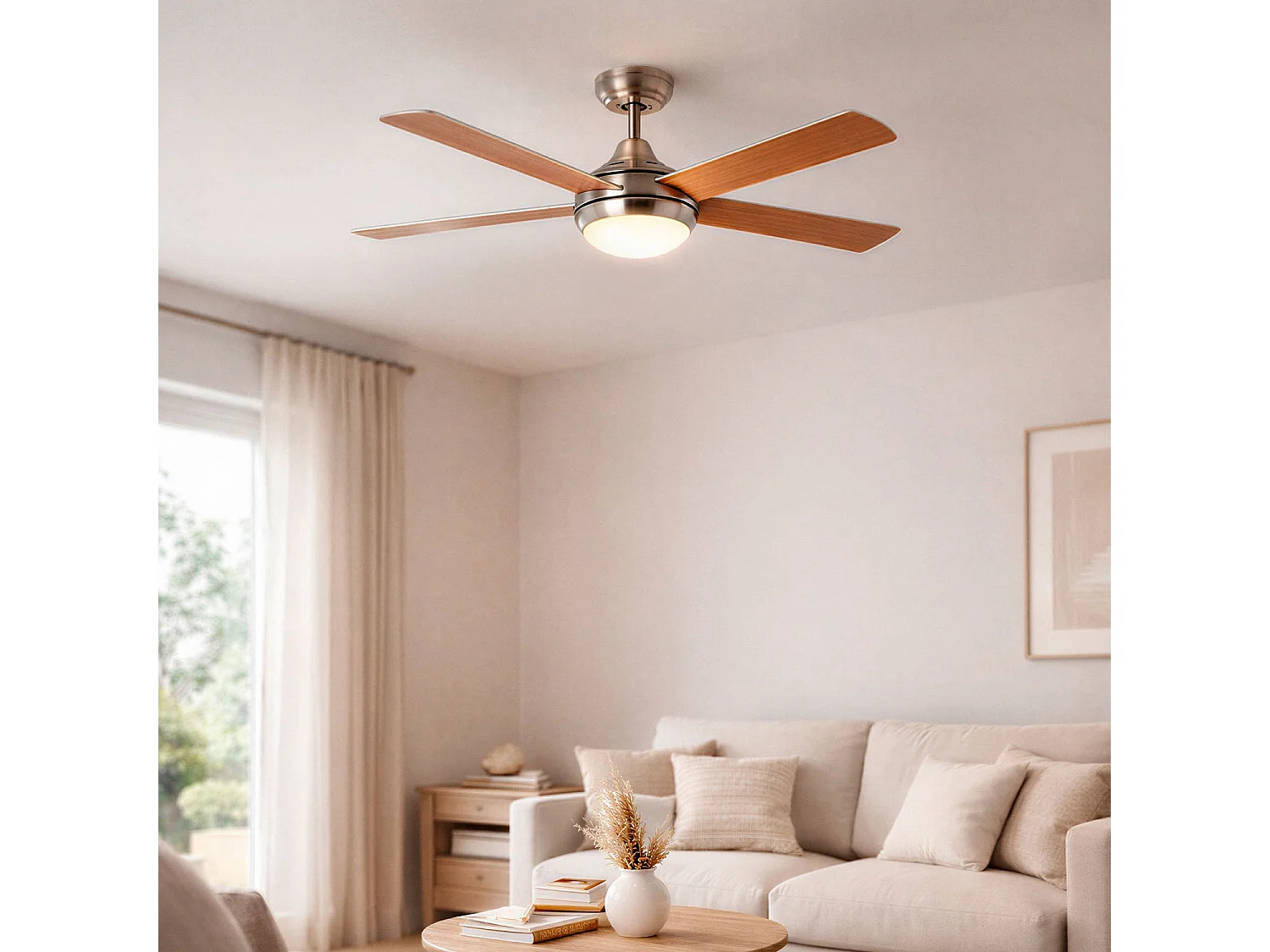 Ventilateur de Plafond Navy Bois 110cm Naturel  , , Wifi: False