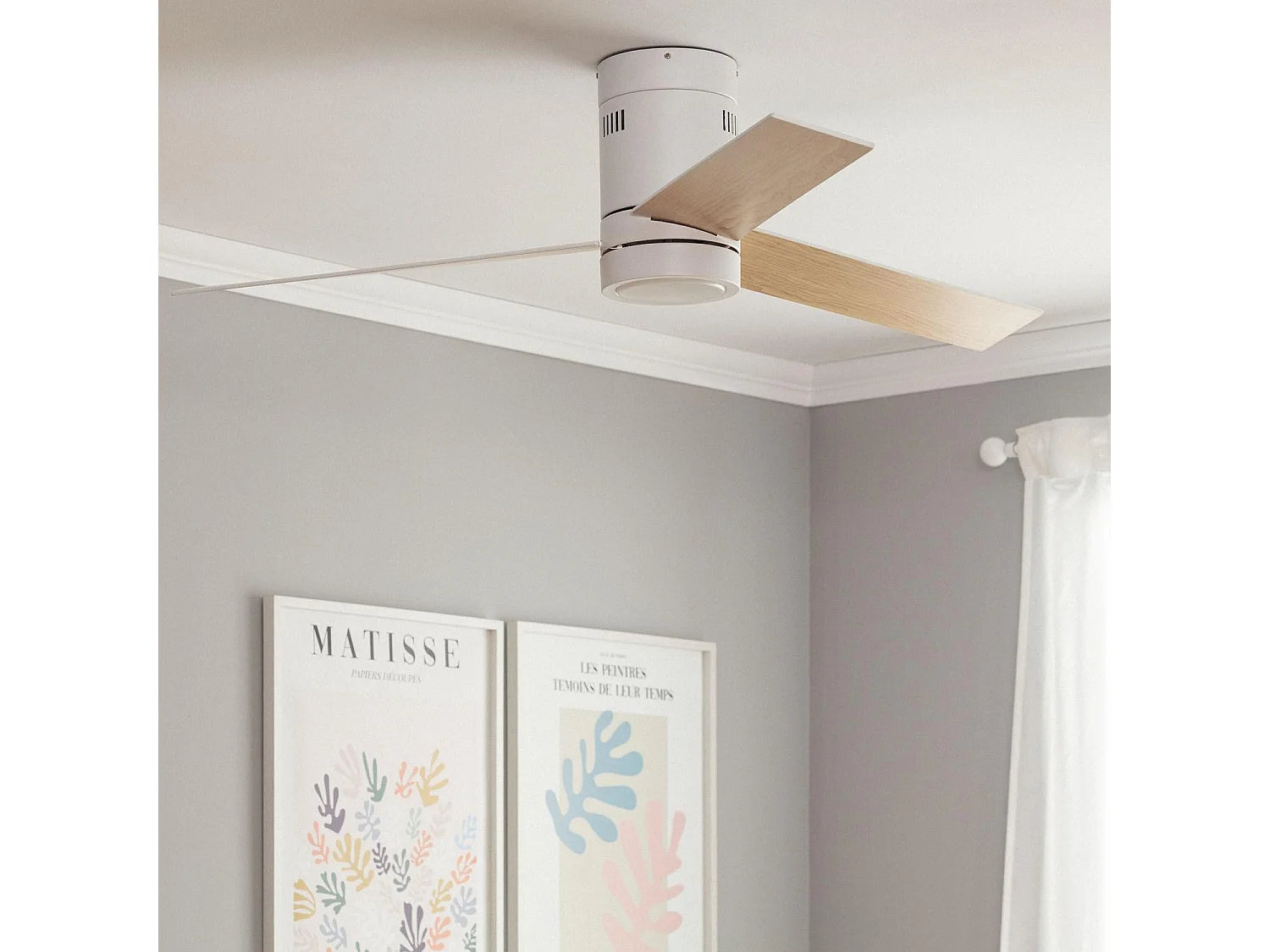 Ventilateur de Plafond Silencieux Tydir Bois 132cm Moteur DC Blanc CCT , Télécommande RF, Wifi: False