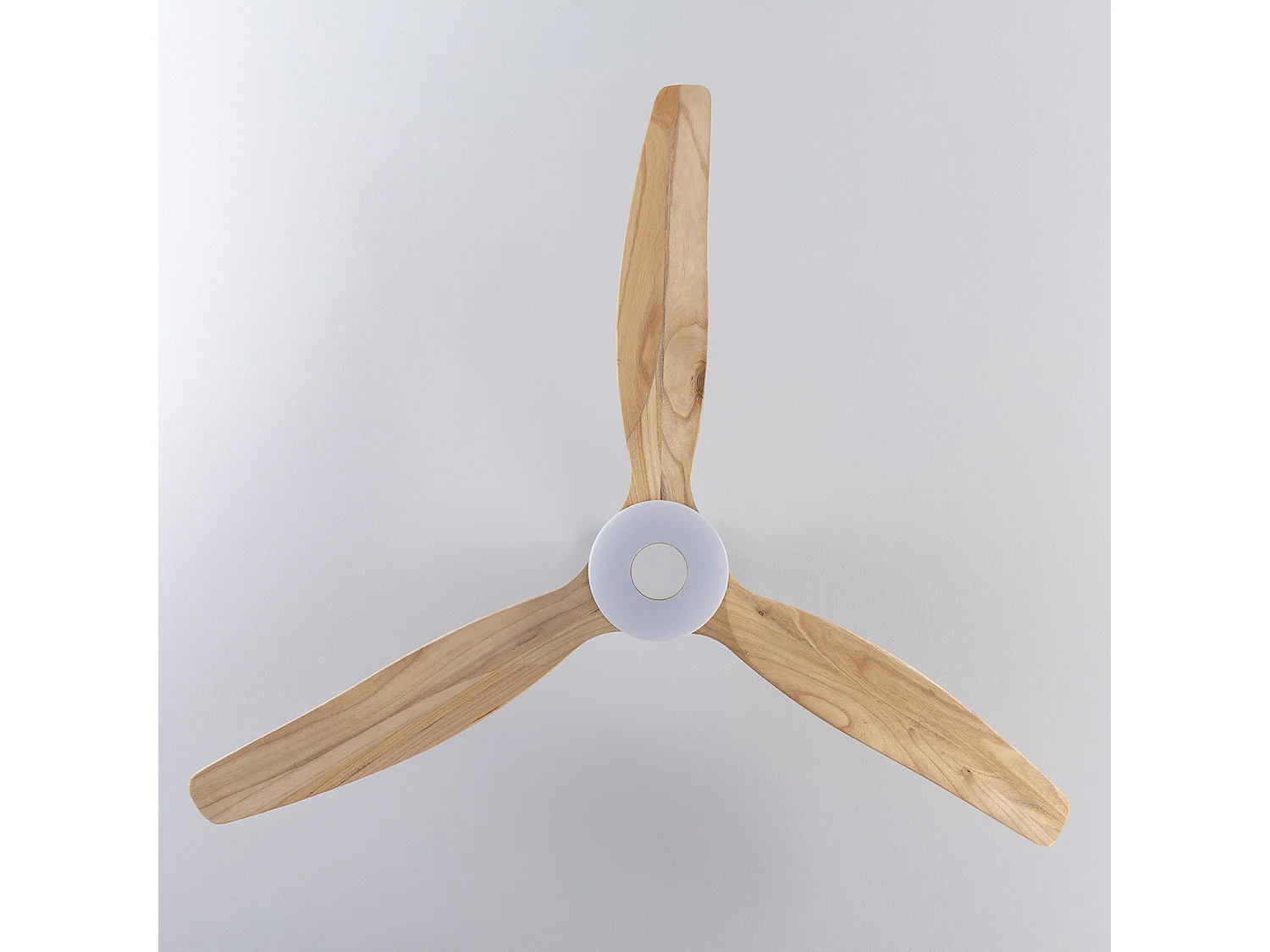 TechBrey Ventilateur de Plafond LED Extérieur Mersin Blanc Bois 132cm Moteur DC