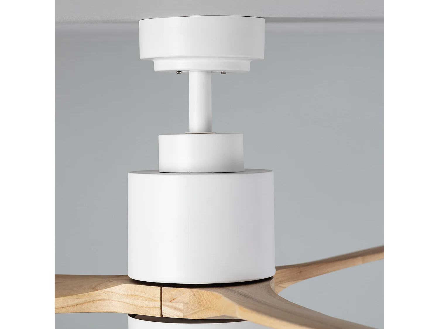 TechBrey Ventilateur de Plafond LED Extérieur Mersin Blanc Bois 132cm Moteur DC