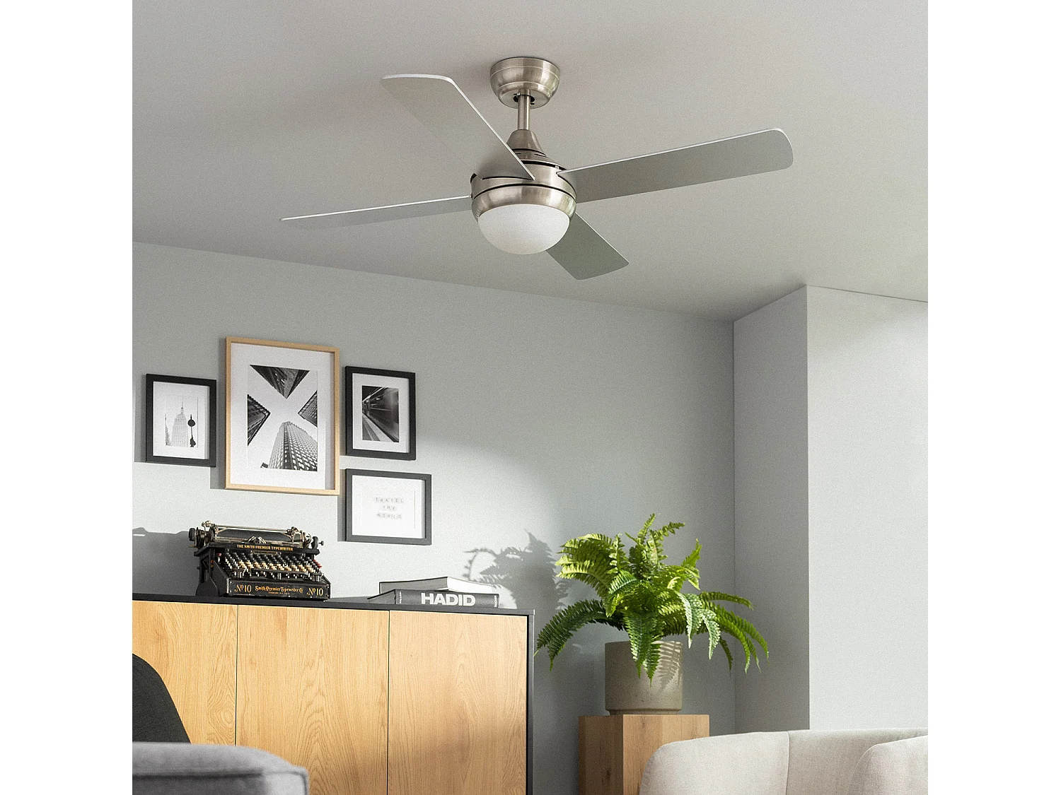 Ventilateur de Plafond Navy Nickel 110cm Nickel  , , Wifi: