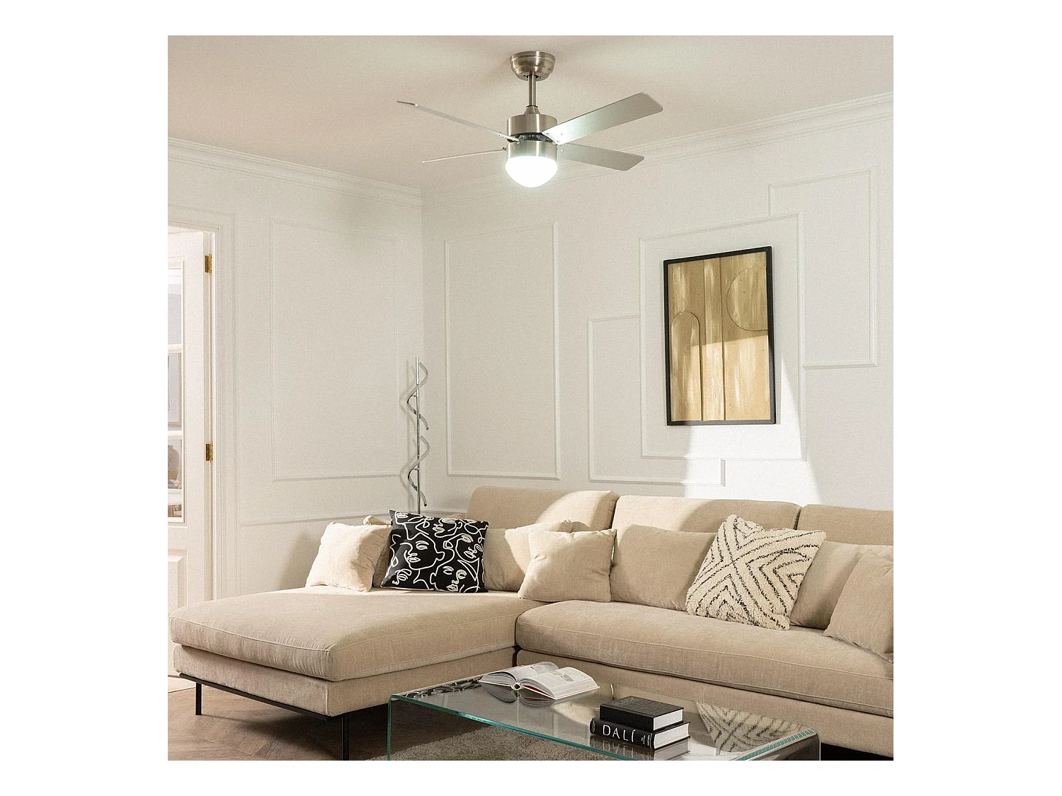 Ventilador de Techo Silencioso Cygnus Níquel 107cm Motor DC WiFi Plateado CCT  Wifi: True