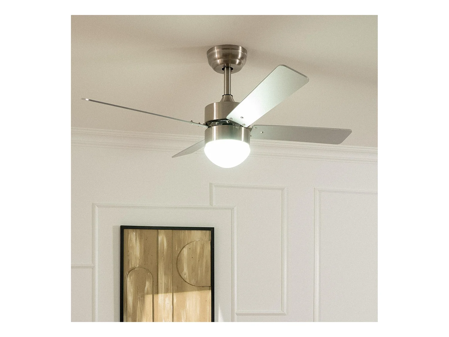 Ventilador de Techo Silencioso Cygnus Níquel 107cm Motor DC WiFi Plateado CCT  Wifi: True