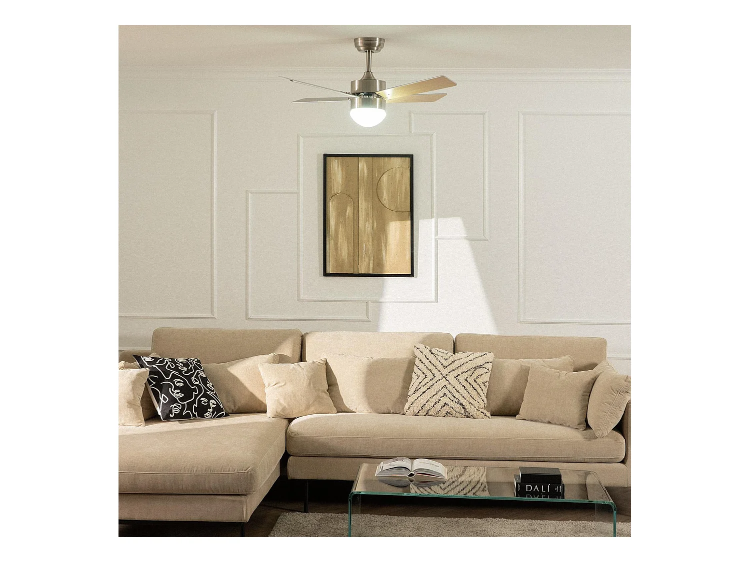 Ventilador de Techo Silencioso Cygnus Níquel 107cm Motor DC WiFi Plateado CCT  Wifi: True