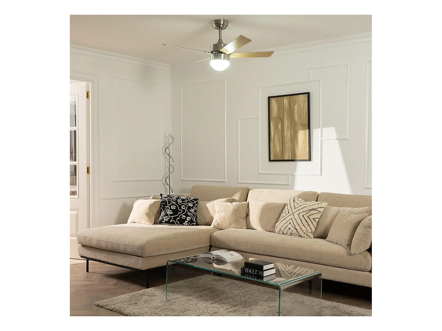 Ventilador de Techo Silencioso Cygnus Níquel 107cm Motor DC WiFi Plateado CCT  Wifi: True