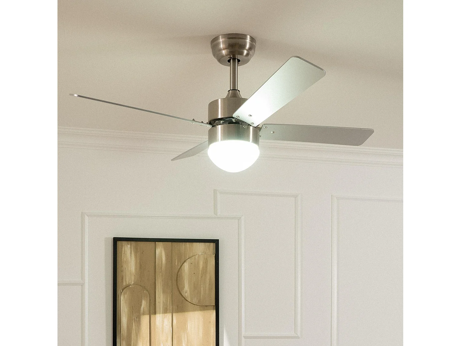 Ventilateur de Plafond Silencieux Cygnus Niquel 107cm Moteur DC WiFi Argent CCT , , Wifi: True