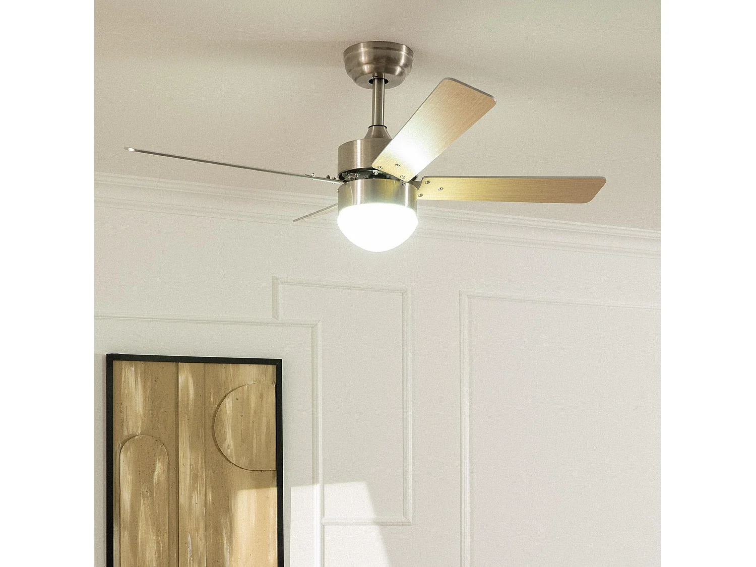 Ventilateur de Plafond Silencieux Cygnus Niquel 107cm Moteur DC WiFi Argent CCT , , Wifi: True