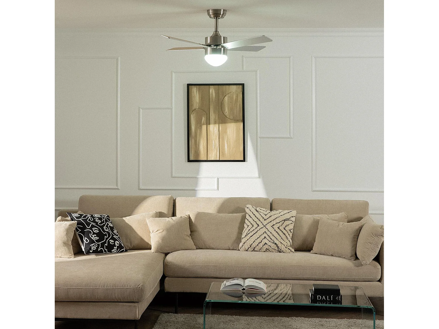 Ventilateur de Plafond Silencieux Cygnus Niquel 107cm Moteur DC WiFi Argent CCT , , Wifi: True