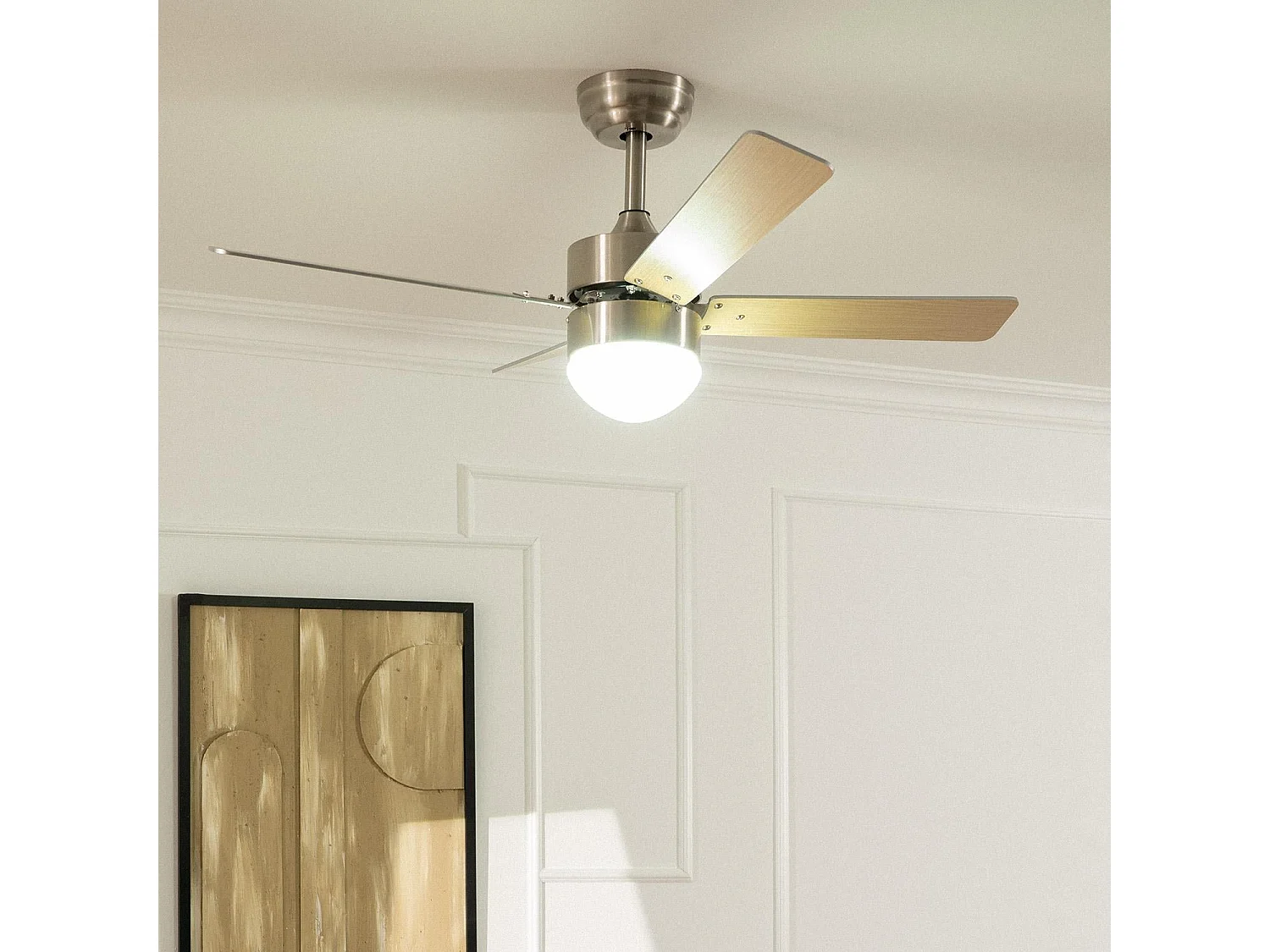 Ventilateur de Plafond Silencieux Cygnus Niquel 107cm Moteur DC WiFi Argent CCT , , Wifi: True