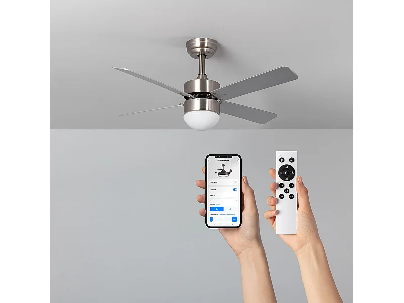 Ventilateur de Plafond Silencieux Cygnus Niquel 107cm Moteur DC WiFi Argent CCT , , Wifi: True