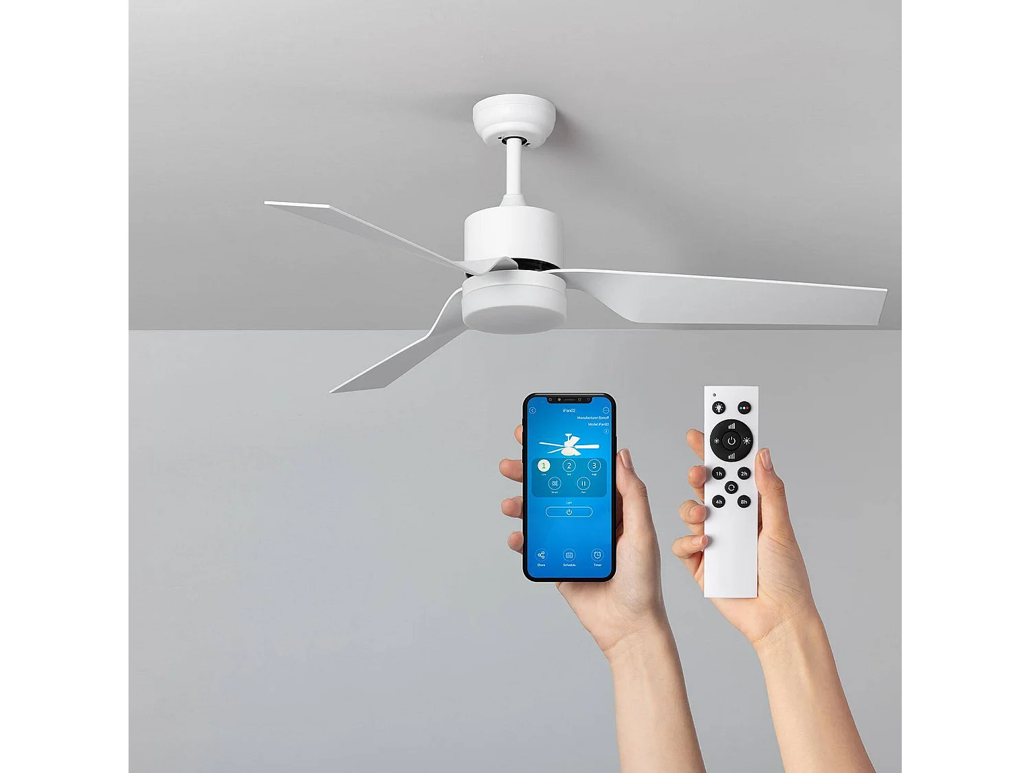 TechBrey Ventilateur de Plafond Silencieux Minimal PRO Blanc 132cm Moteur DC WiFi