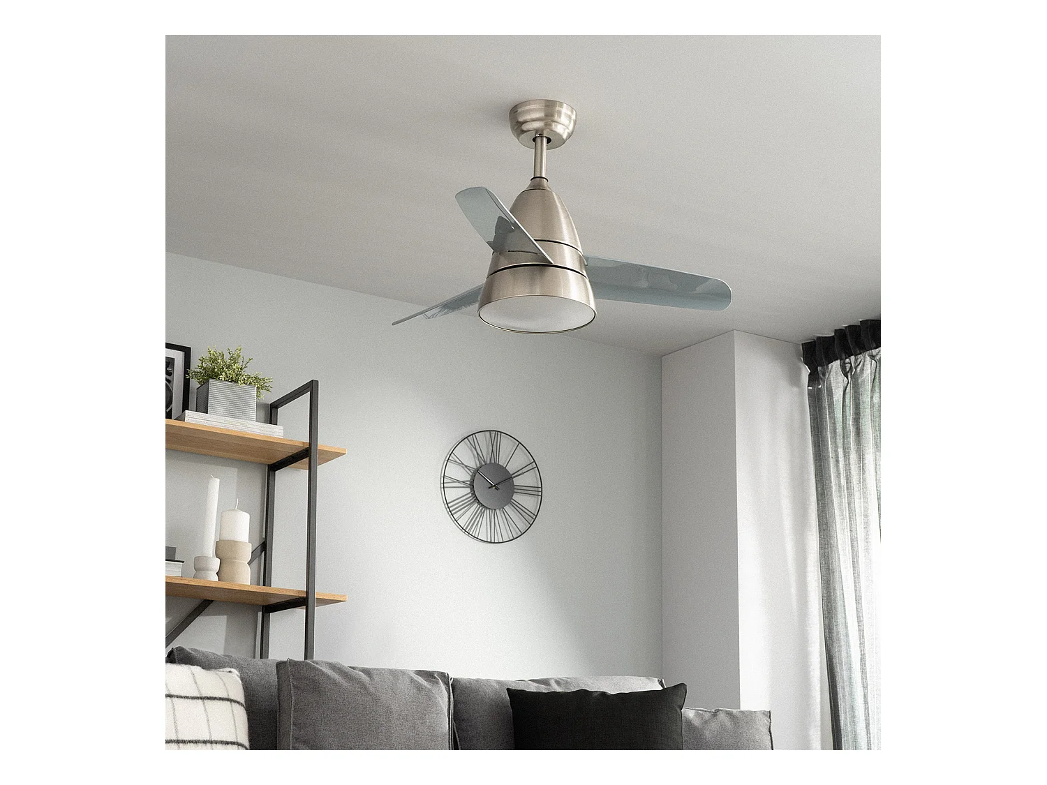 Ventilador de Techo Silencioso Industrial Plata 91cm Motor DC Plateado CCT  Wifi: