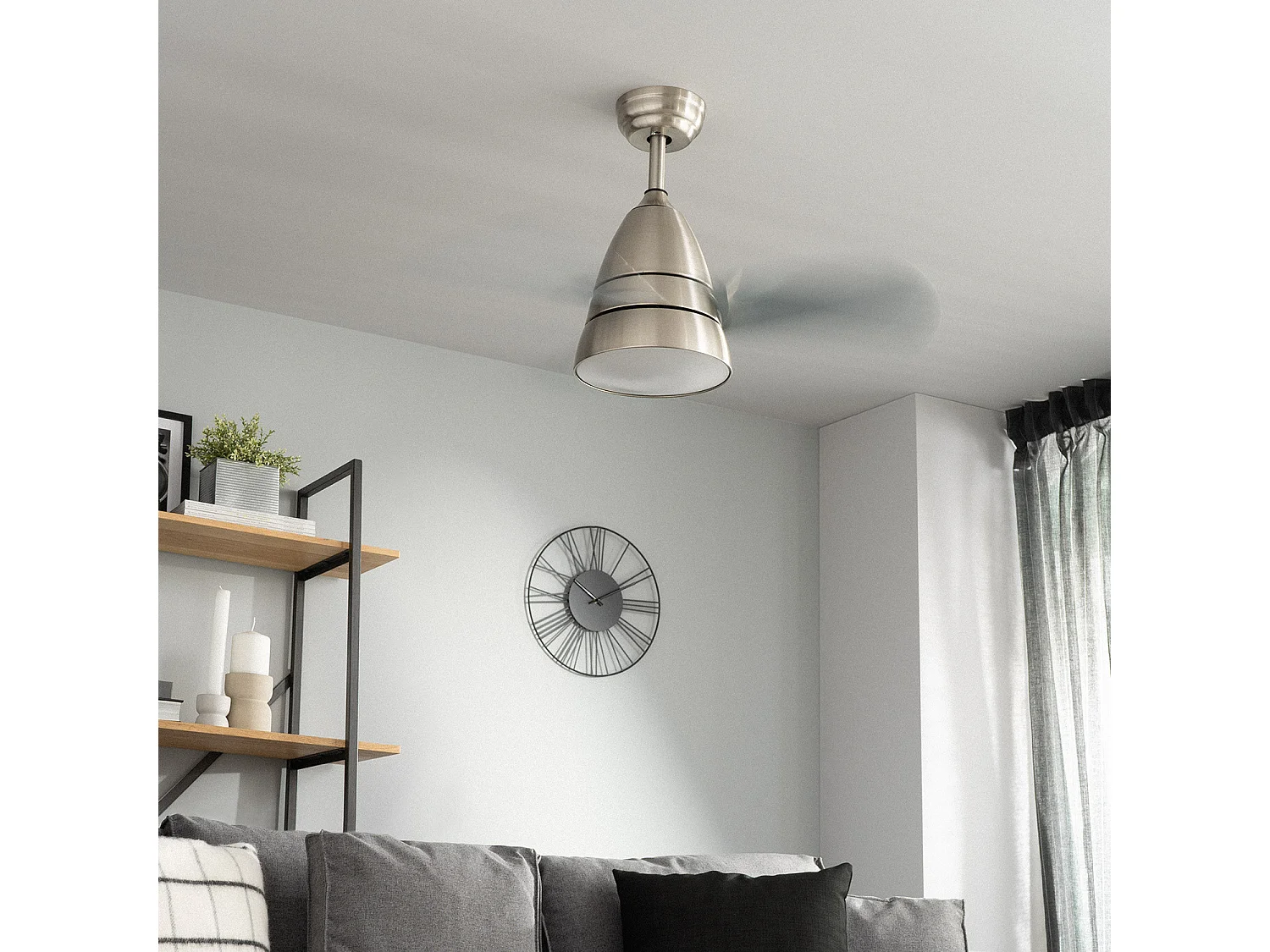 Ventilateur de Plafond Silencieux Industriel Gris 91cm Moteur DC Argent CCT , , Wifi: