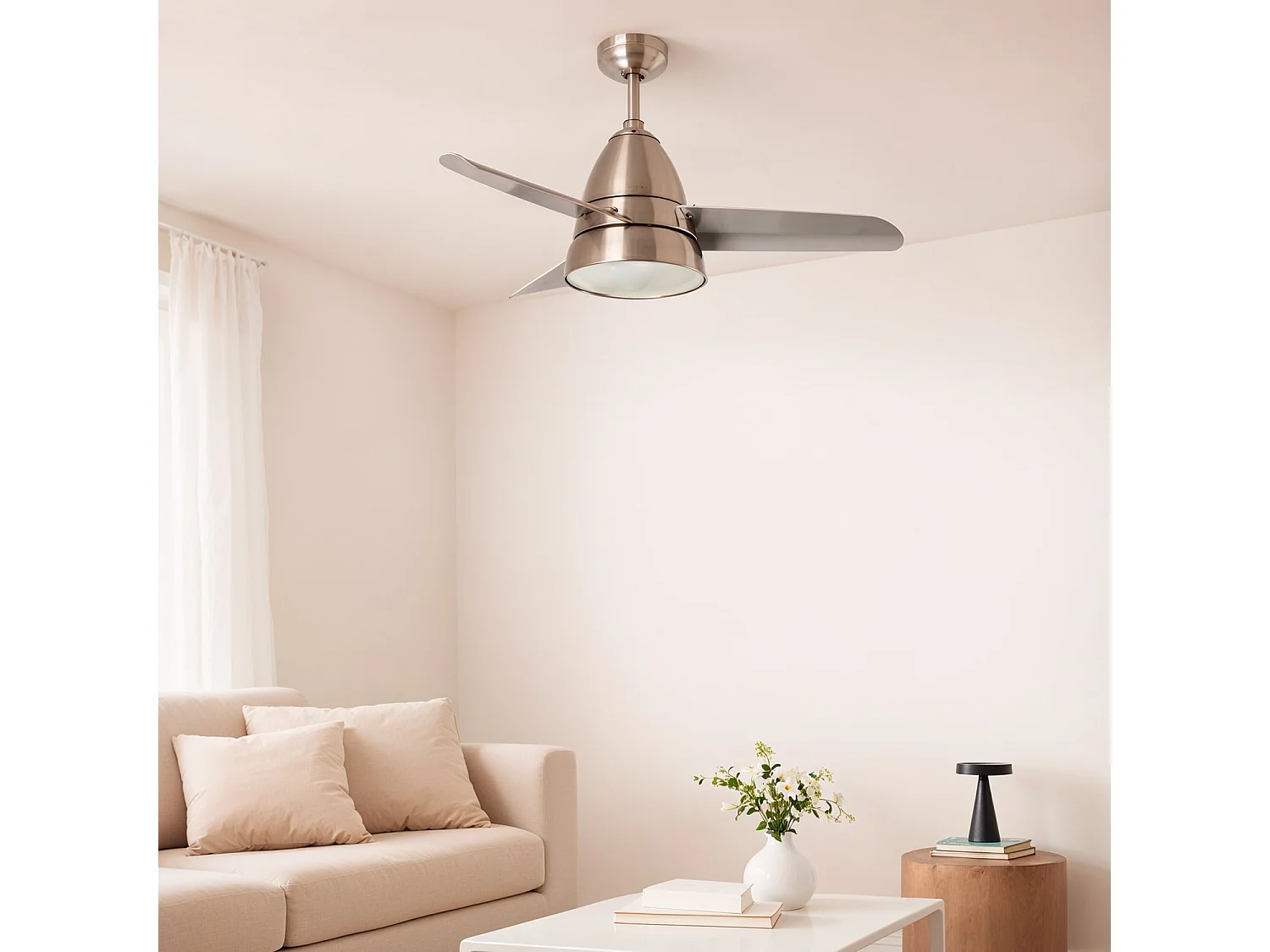 Ventilateur de Plafond Silencieux Industriel Gris 91cm Moteur DC Argent CCT , , Wifi: False