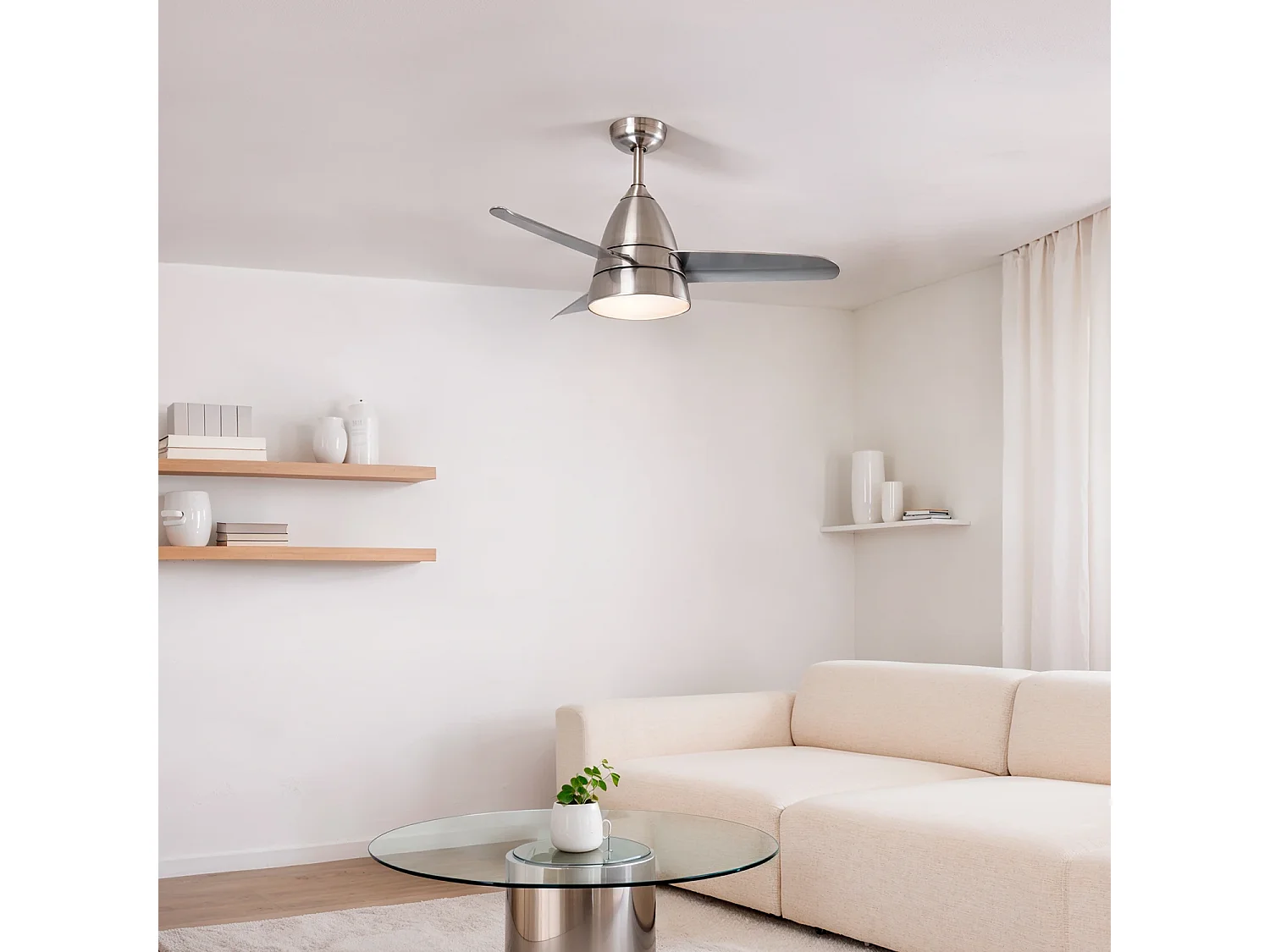 Ventilateur de Plafond Silencieux Industriel Gris 91cm Moteur DC Argent CCT , , Wifi: False