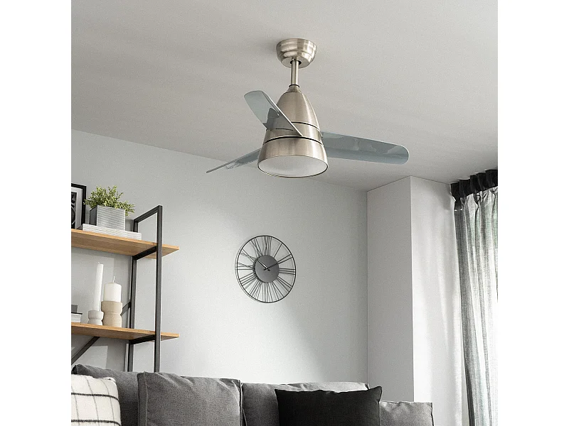 Ventilateur de Plafond Silencieux Industriel Gris 91cm Moteur DC Argent CCT , , Wifi: