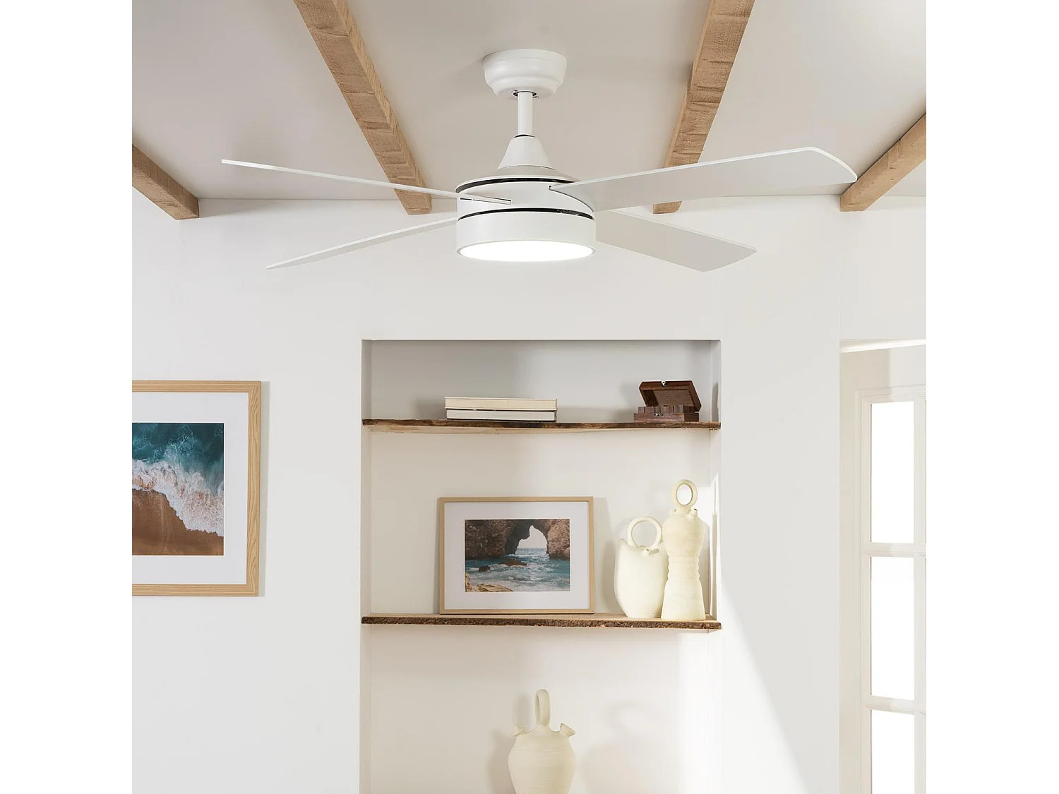 Ventilatore da Soffitto Silenzioso Timor Bianco 132cm Motore DC Bianco CCT , , Wifi: