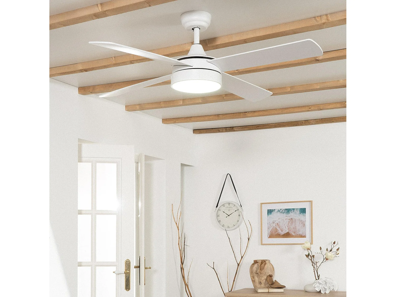 Ventilatore da Soffitto Silenzioso Timor Bianco 132cm Motore DC Bianco CCT , , Wifi: